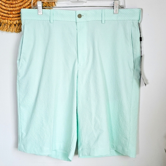 Walter Hagen, New, Perfect 11 Green Textured Seersucker Golf Shorts, Size 35 - Picture 2 of 14